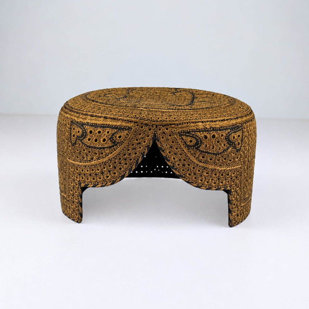 Golden Sindhi Topi - Heart Design - Nasir Bhai