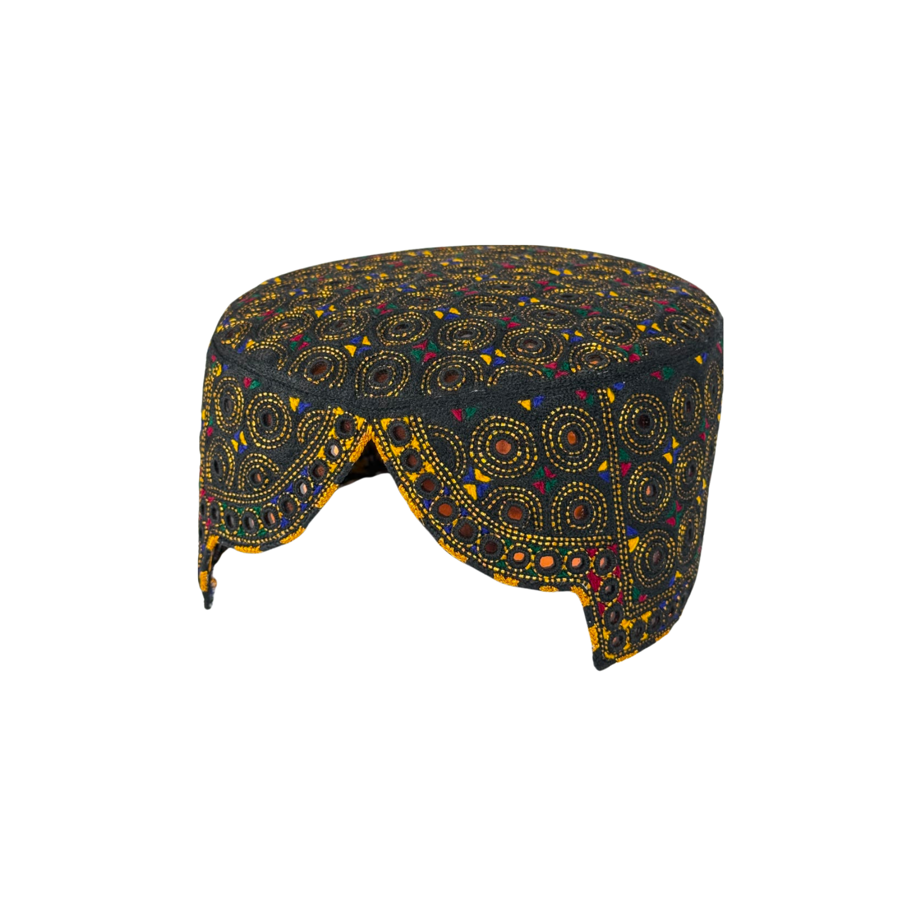Black Sindhi Topi - Traditional Design - Golden Shade - Nasir Bhai