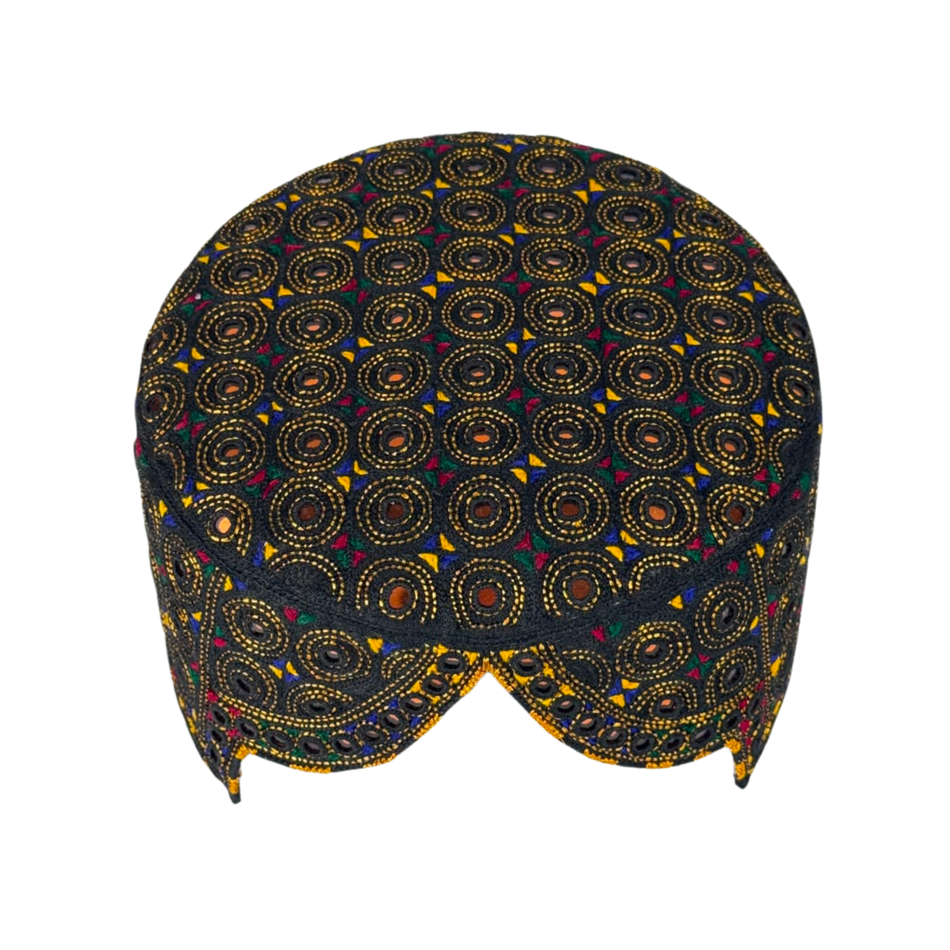 Black Balochi Topi - Traditional Design - Golden Shade - Nasir Bhai