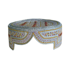 Limited And Premium Balochi Topi - White Design - Pink and Maroon Stitching - Pink and Maroon Tikki - Raja Cap