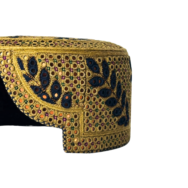 Golden Sindhi Topi - Flower Design - Golden Shade - Nasir Bhai