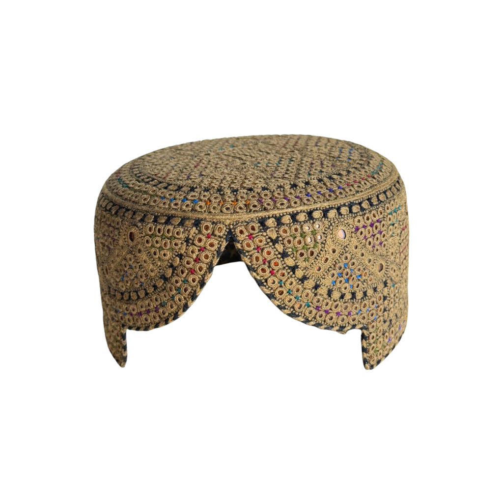 Brown Sindhi Topi - Traditional Design - Golden Shade - Nasir Bhai