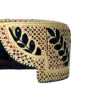 White Sindhi Topi - Flower Design - Golden Shade - Nasir Bhai