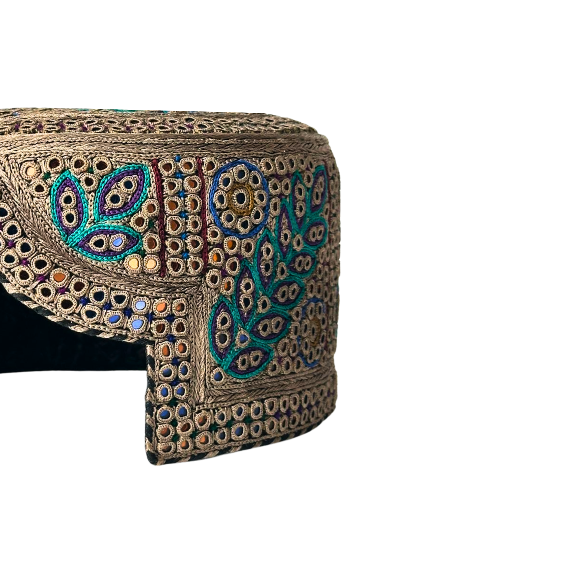 Light Brown Sindhi Topi - Flower Design - Golden Shade - Nasir Bhai