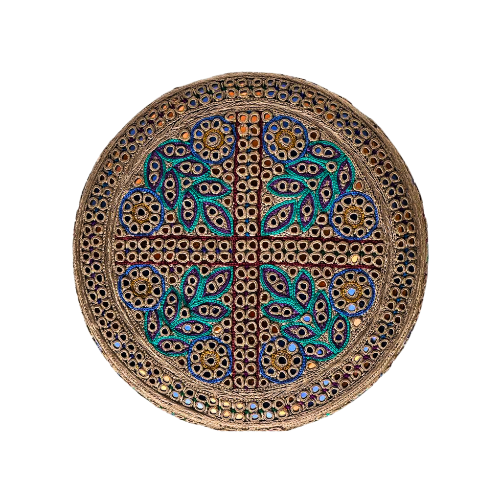Light Brown Sindhi Topi - Flower Design - Golden Shade - Nasir Bhai