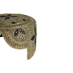 Light Brown Sindhi Topi - Flower Design - Golden Shade - Nasir Bhai