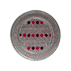 White Sindhi Topi - Pink Stitching - Red And Pink Tikki - Raja Cap