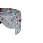 White Sindhi Topi - Pink Stitching - Maroon and Pink Tikki - Raja Cap
