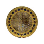 Golden Sindhi Topi - Heart Design -  Blue Shade - Nasir Bhai