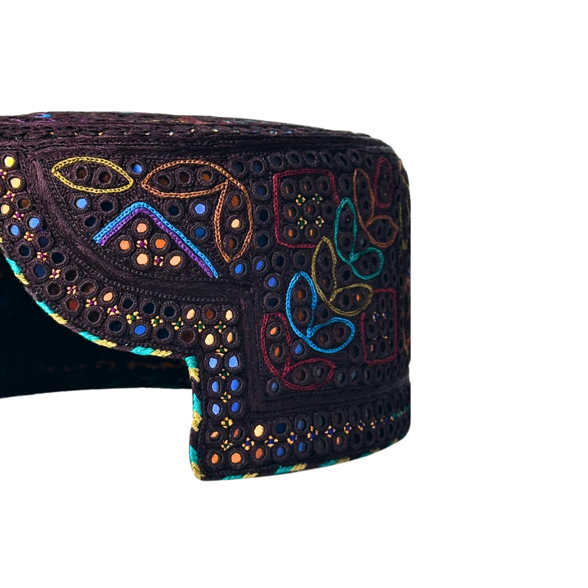 Maroon Sindhi Topi - Traditional design - Blue Shade - Nasir Bhai