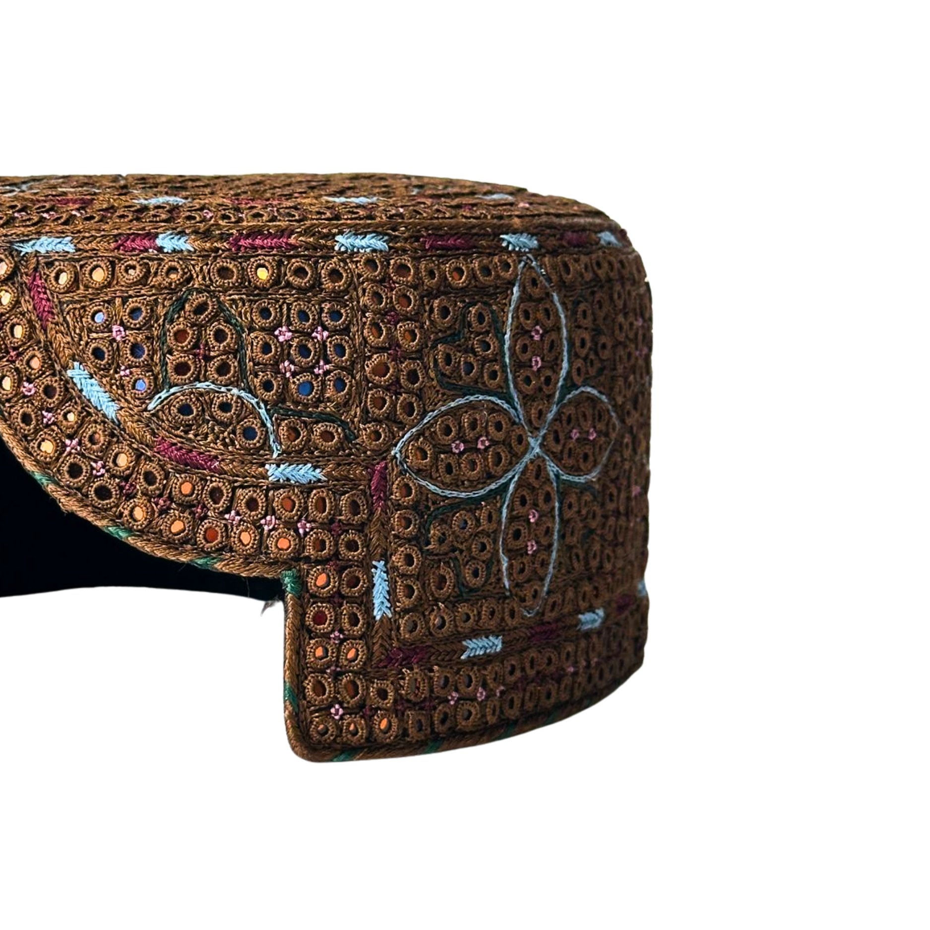 Brown Sindhi Topi - Flower Design - Nasir Bhai