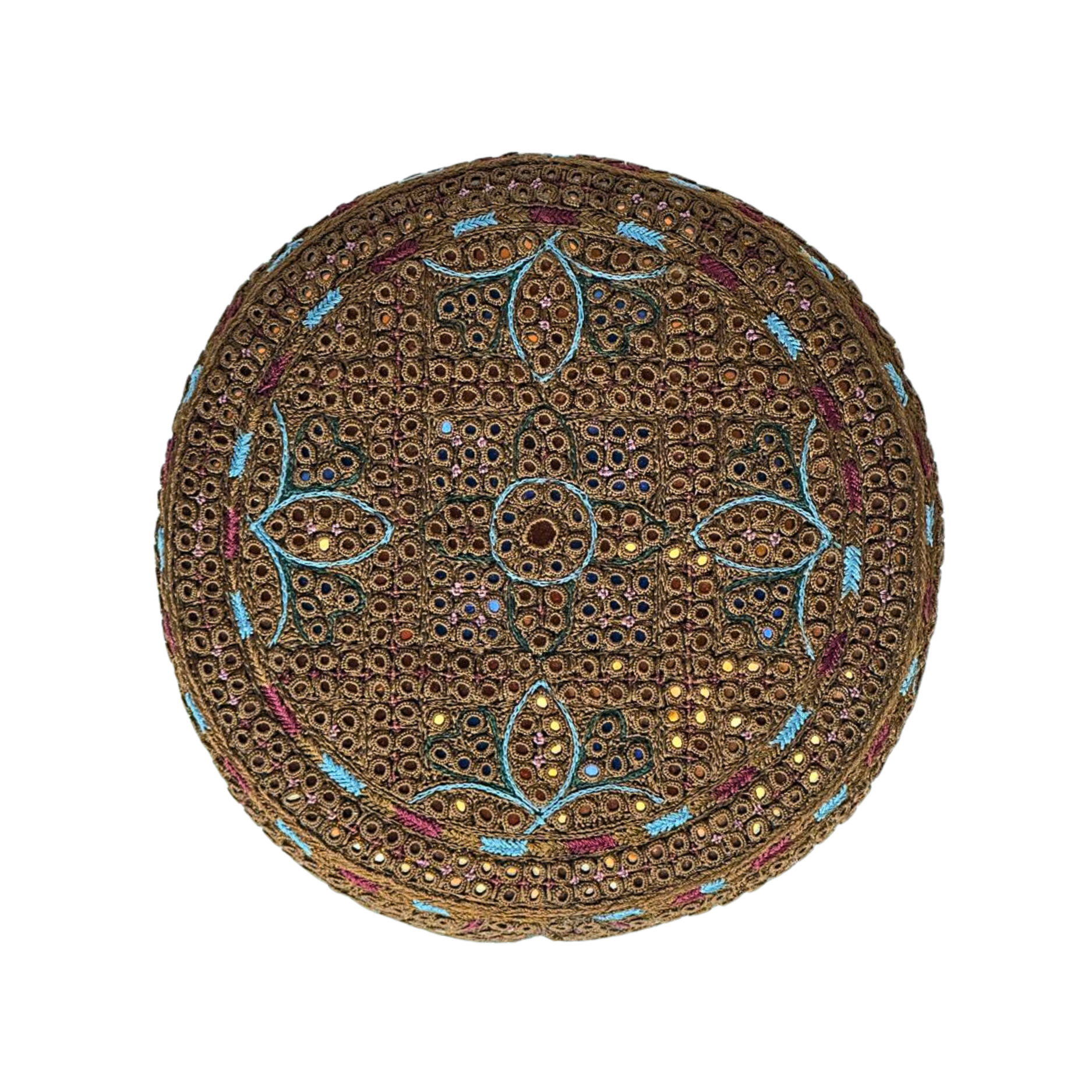 Brown Sindhi Topi - Flower Design - Nasir Bhai
