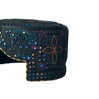 Black Sindhi Topi - Flower Design - White Design - Nasir Bhai