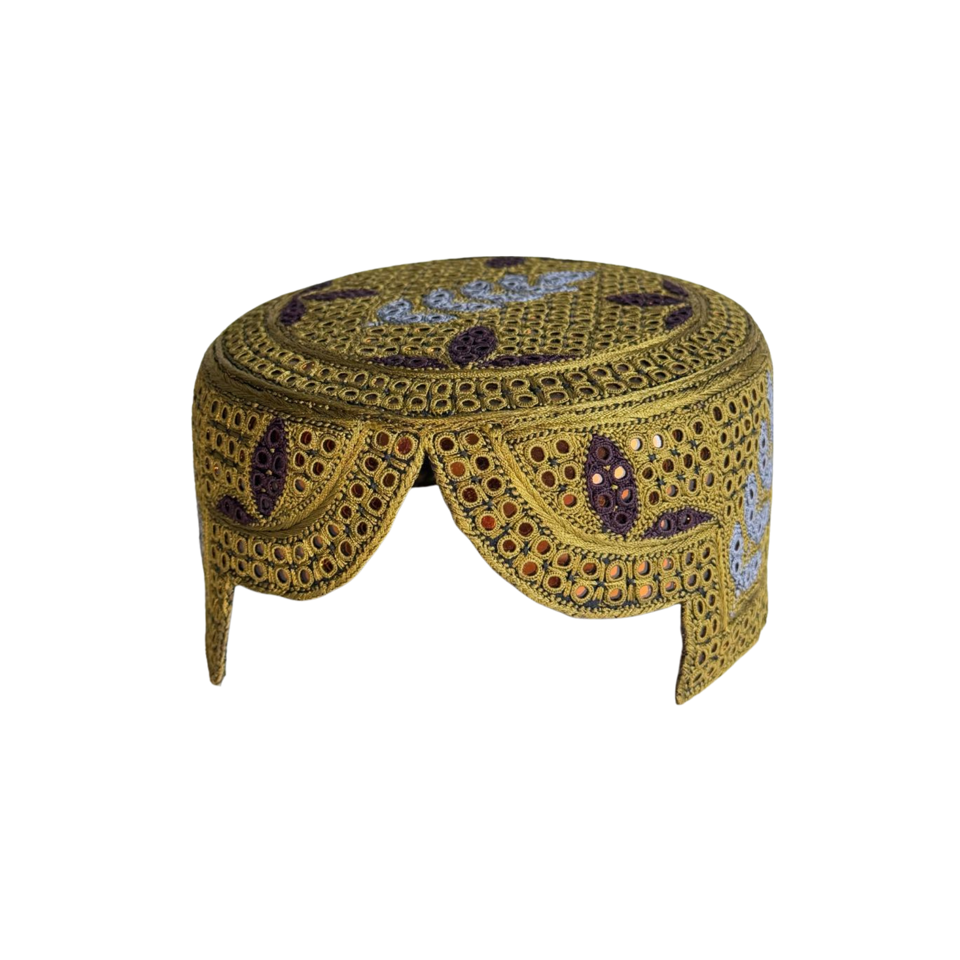 Golden Sindhi Topi - Flower Design - Golden Shade - Nasir Bhai