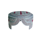 White Sindhi Topi - Pink Stitching - Maroon and Pink Tikki - Raja Cao