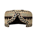 White Sindhi Topi - Heart Design - Blue Shade - Nasir Bhai