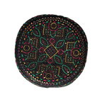 Black Sindhi Topi - Flower Design - White Shade -  Nasir Bhai