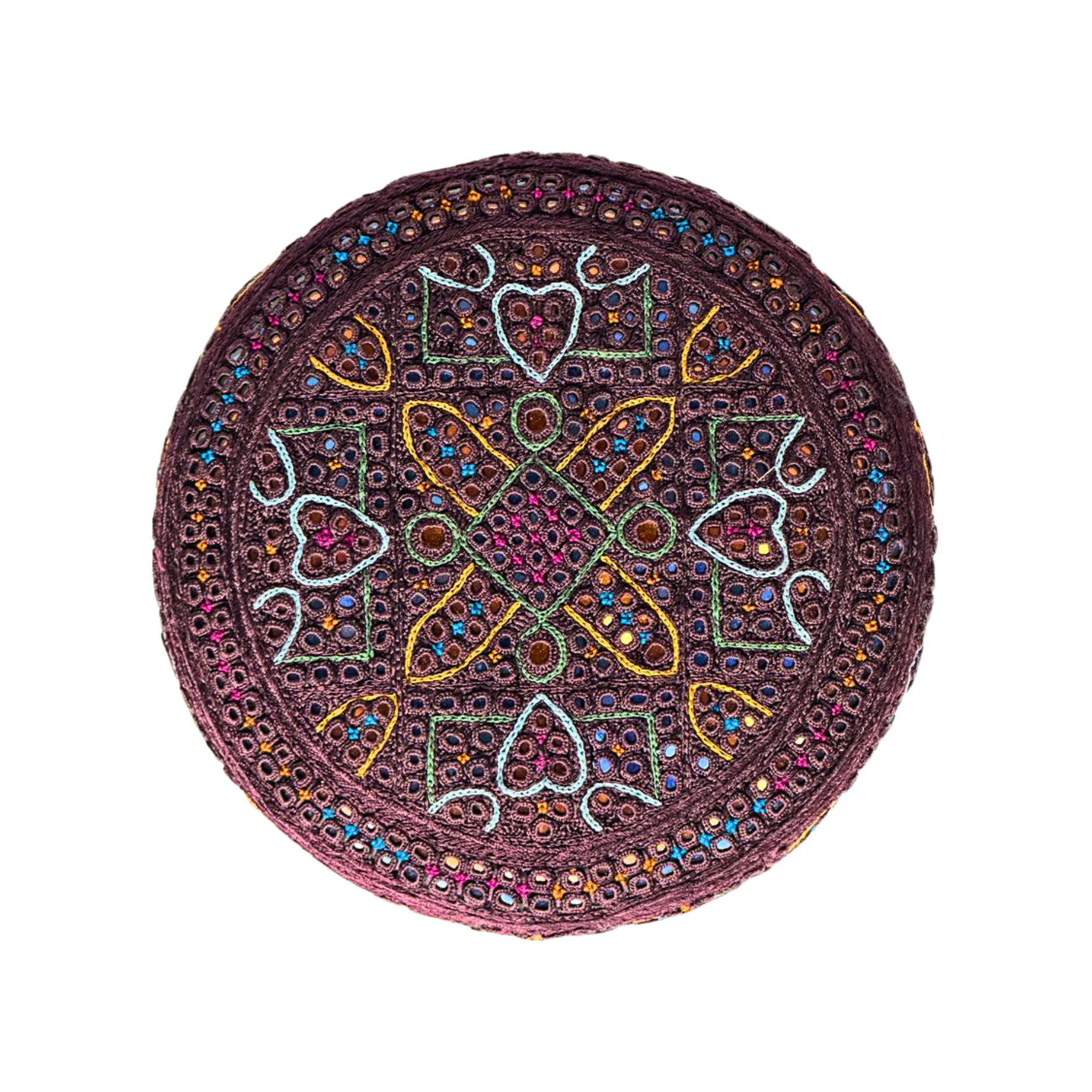 Maroon Sindhi Topi - Flower Design - Nasir Bhai