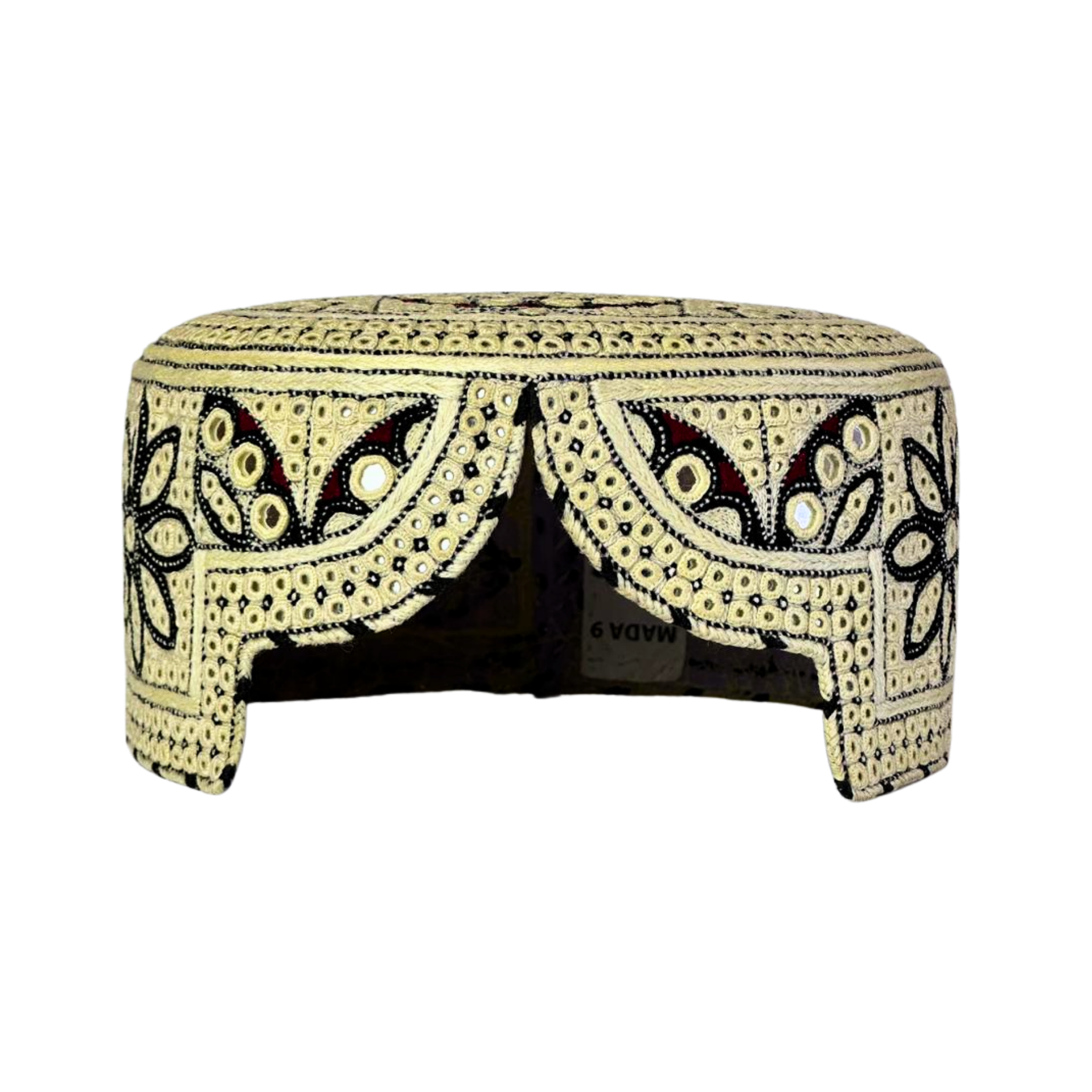 White Sindhi Topi - Flower Design - White Shade - Nasir Bhai