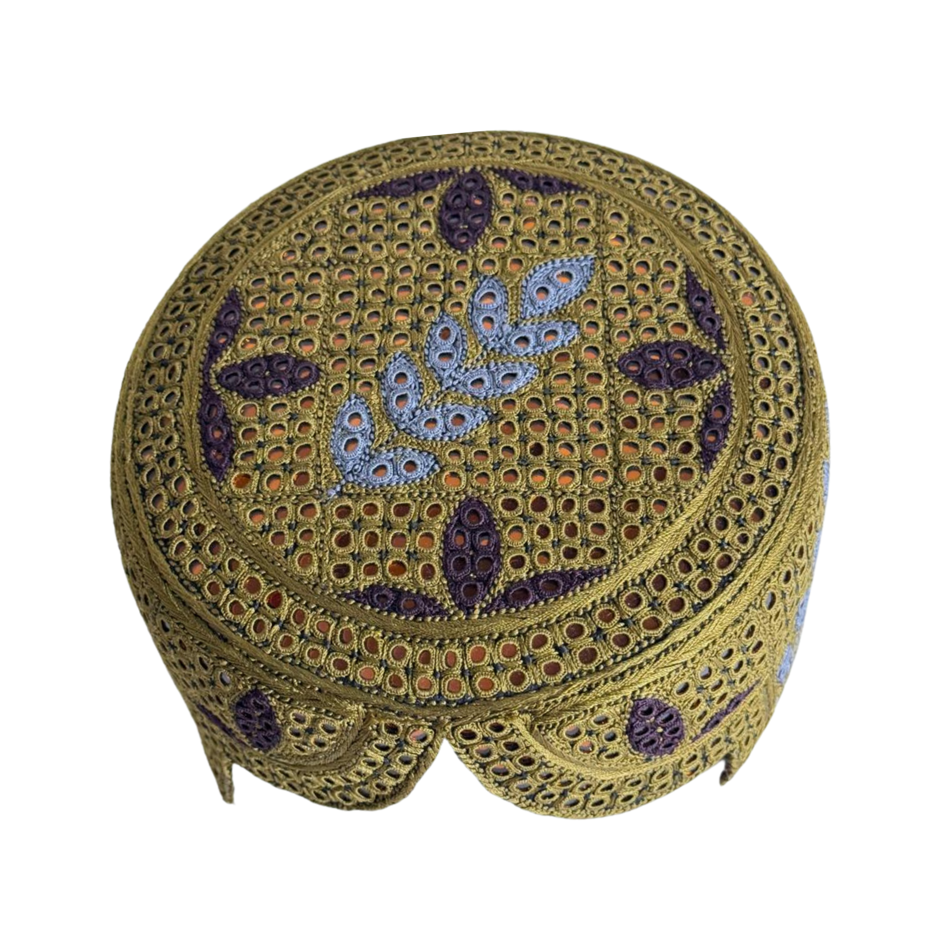 Golden Sindhi Topi - Flower Design - Golden Shade - Nasir Bhai