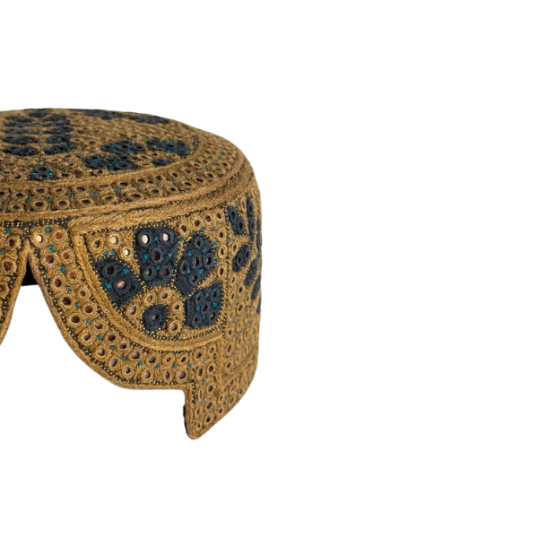 Brown Sindhi Topi - Flower Design - Golden Shade - Nasir Bhai