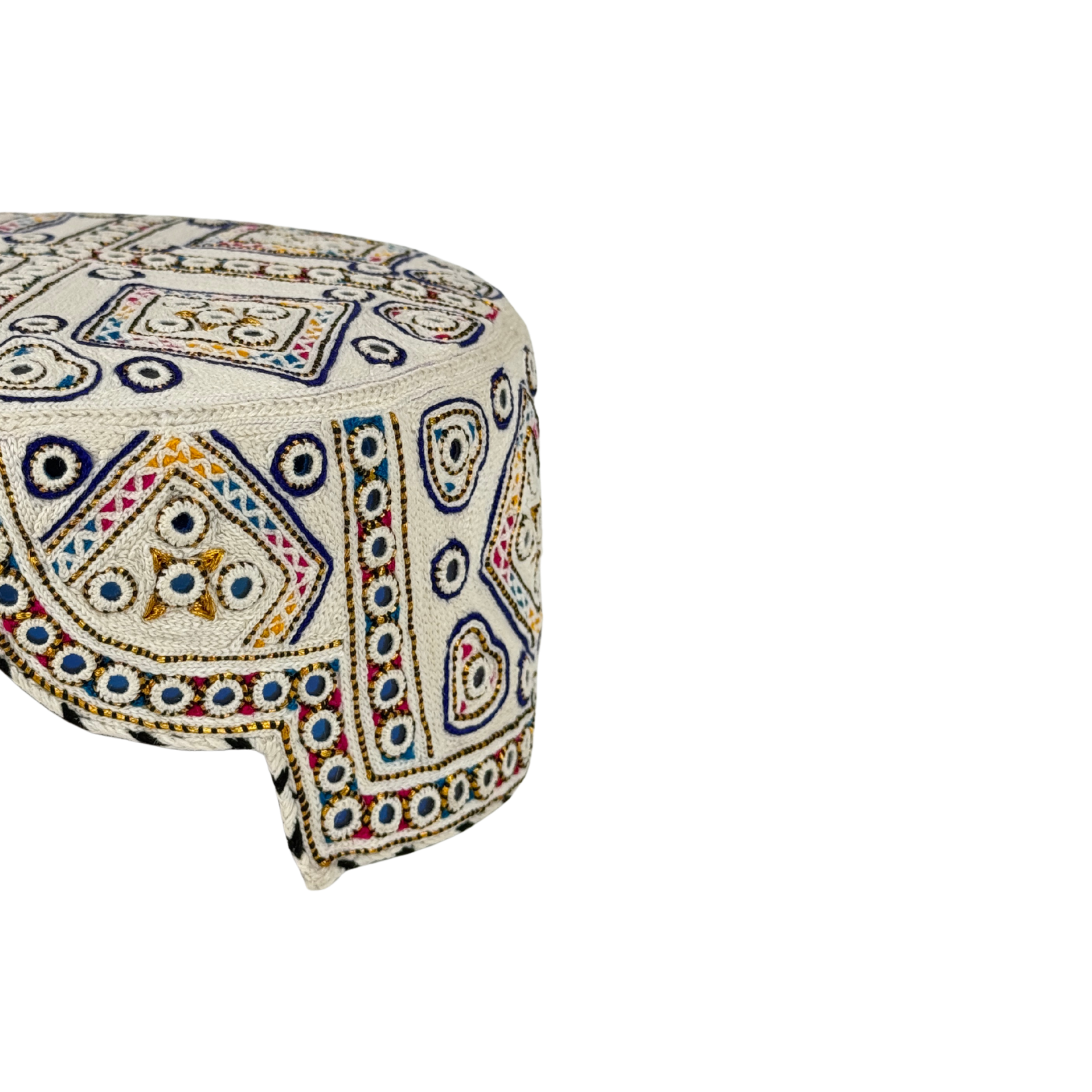 White Sindhi Topi - Traditional design - Blue Shade - Nasir Bhai