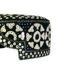 Black Sindhi Topi - Flower Design - White Shade - Nasir Bhai