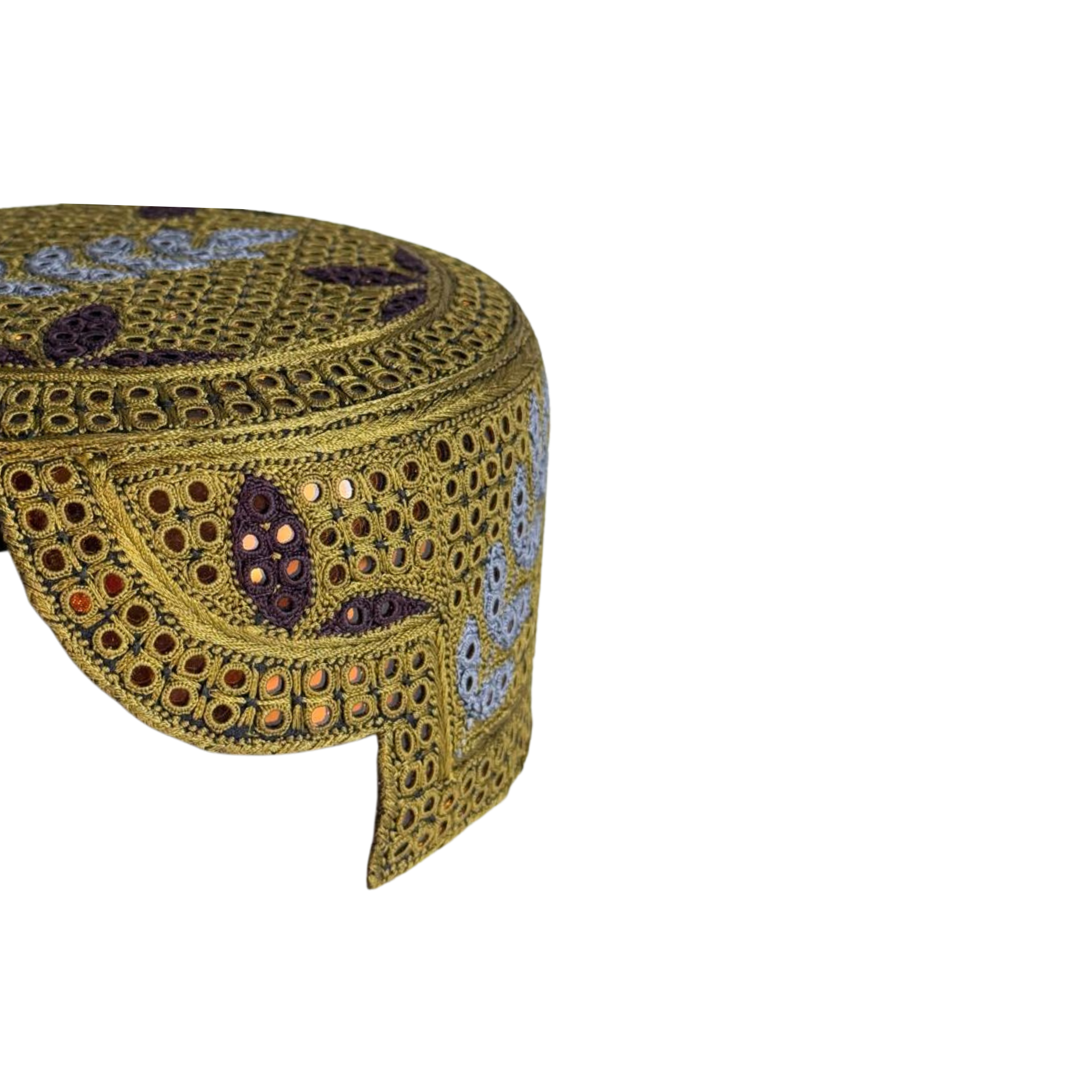 Golden Sindhi Topi - Flower Design - Golden Shade - Nasir Bhai