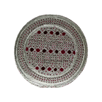 White Sindhi Topi -  Pink Stitching - Pink And Maroon Tikki - Raja Cap