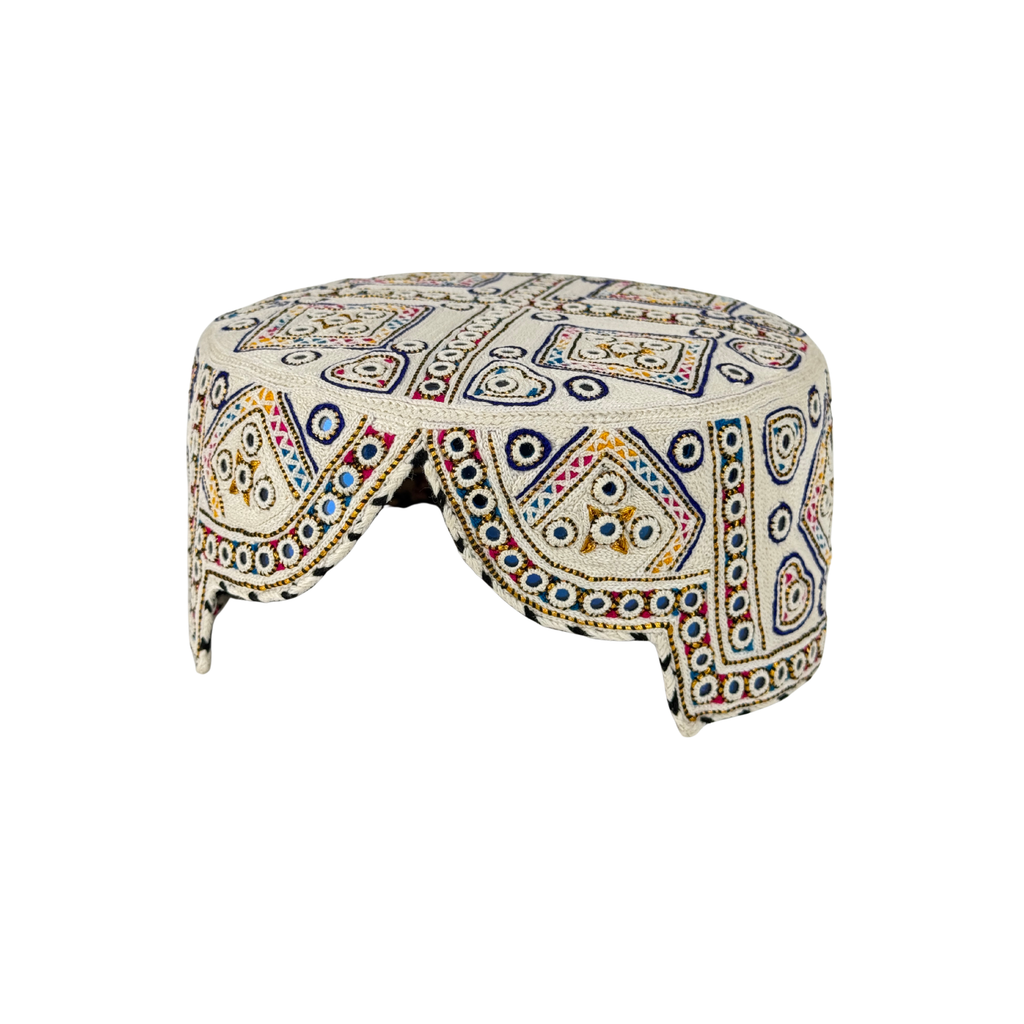 White Sindhi Topi - Traditional design - Blue Shade - Nasir Bhai