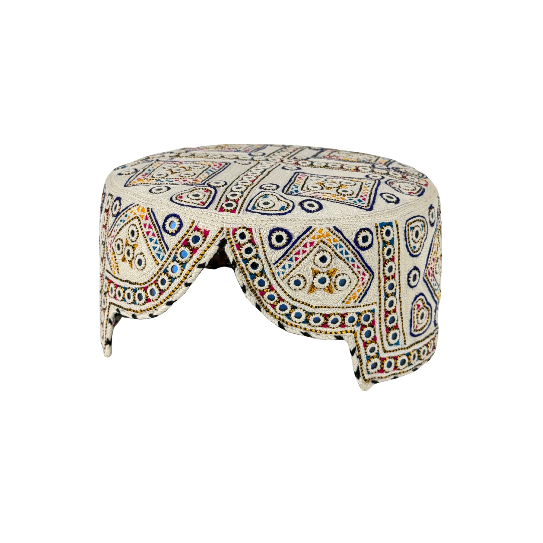 White Sindhi Topi - Traditional design - Blue Shade - Nasir Bhai