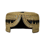 Light Brown Sindhi Topi - Heart Design - Blue Shade - Nasir Bhai