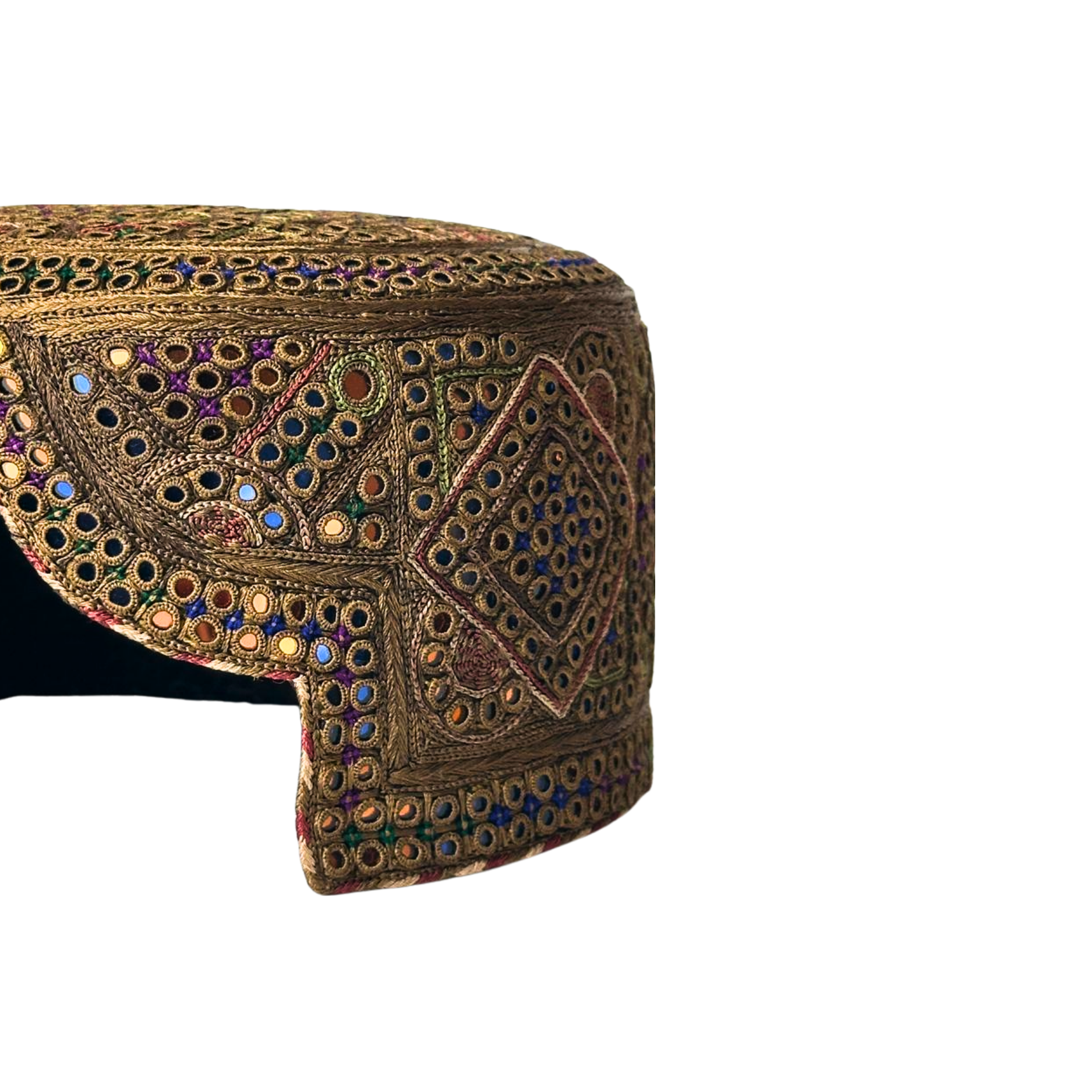 Brown Sindhi Topi - Traditional design - White Shade - Nasir Bhai