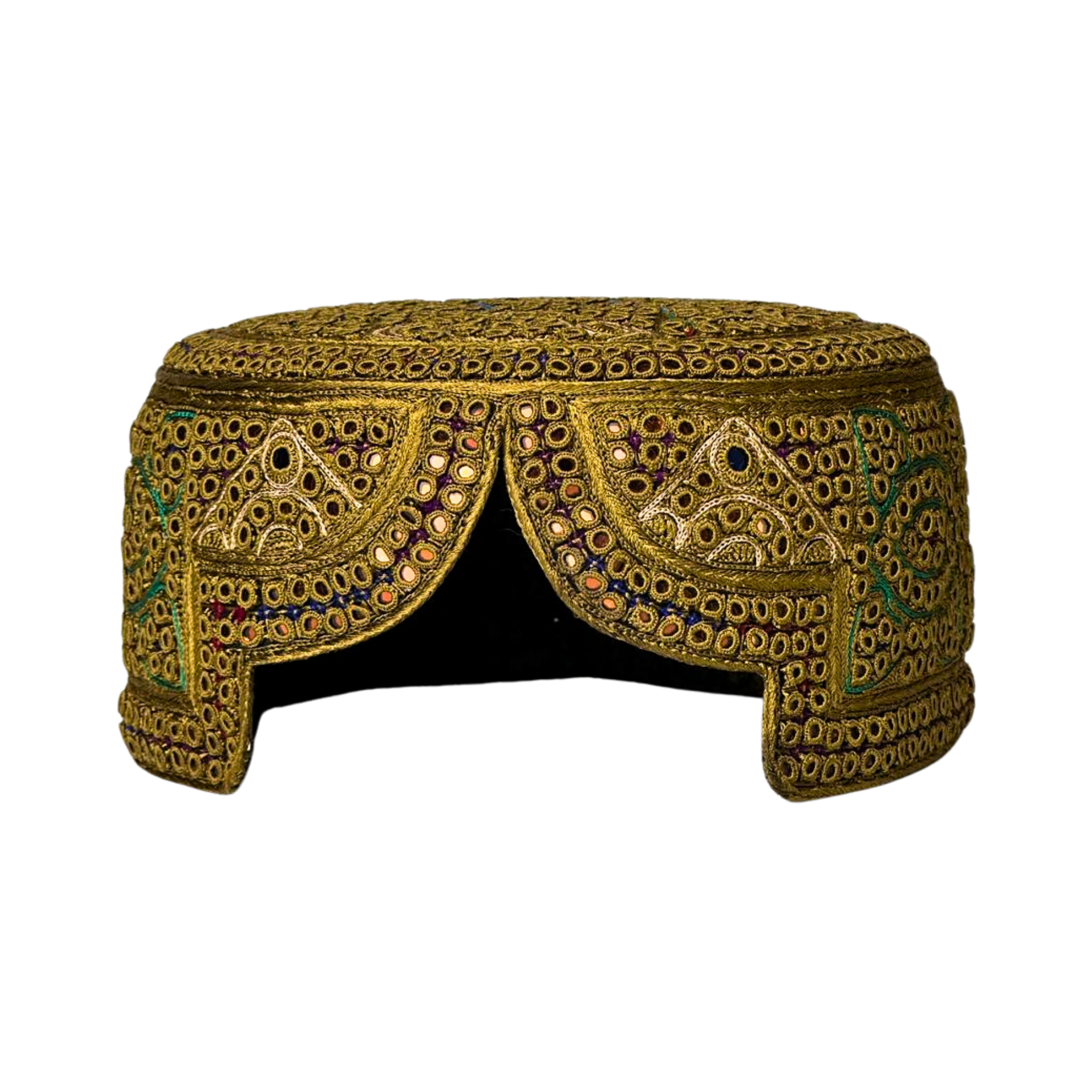 Golden Sindhi Topi - Traditional design - White Shade - Nasir Bhai