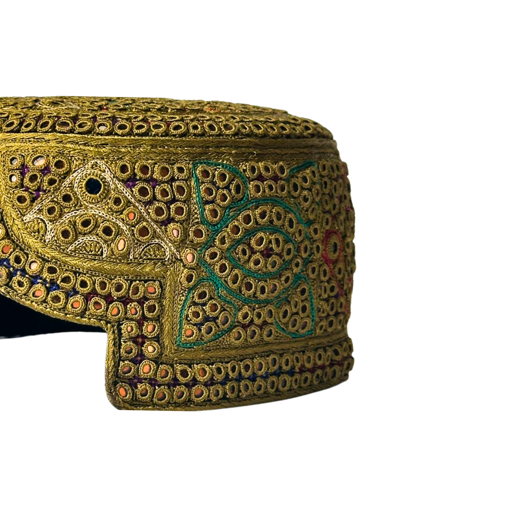 Golden Sindhi Topi - Traditional design - White Shade - Nasir Bhai