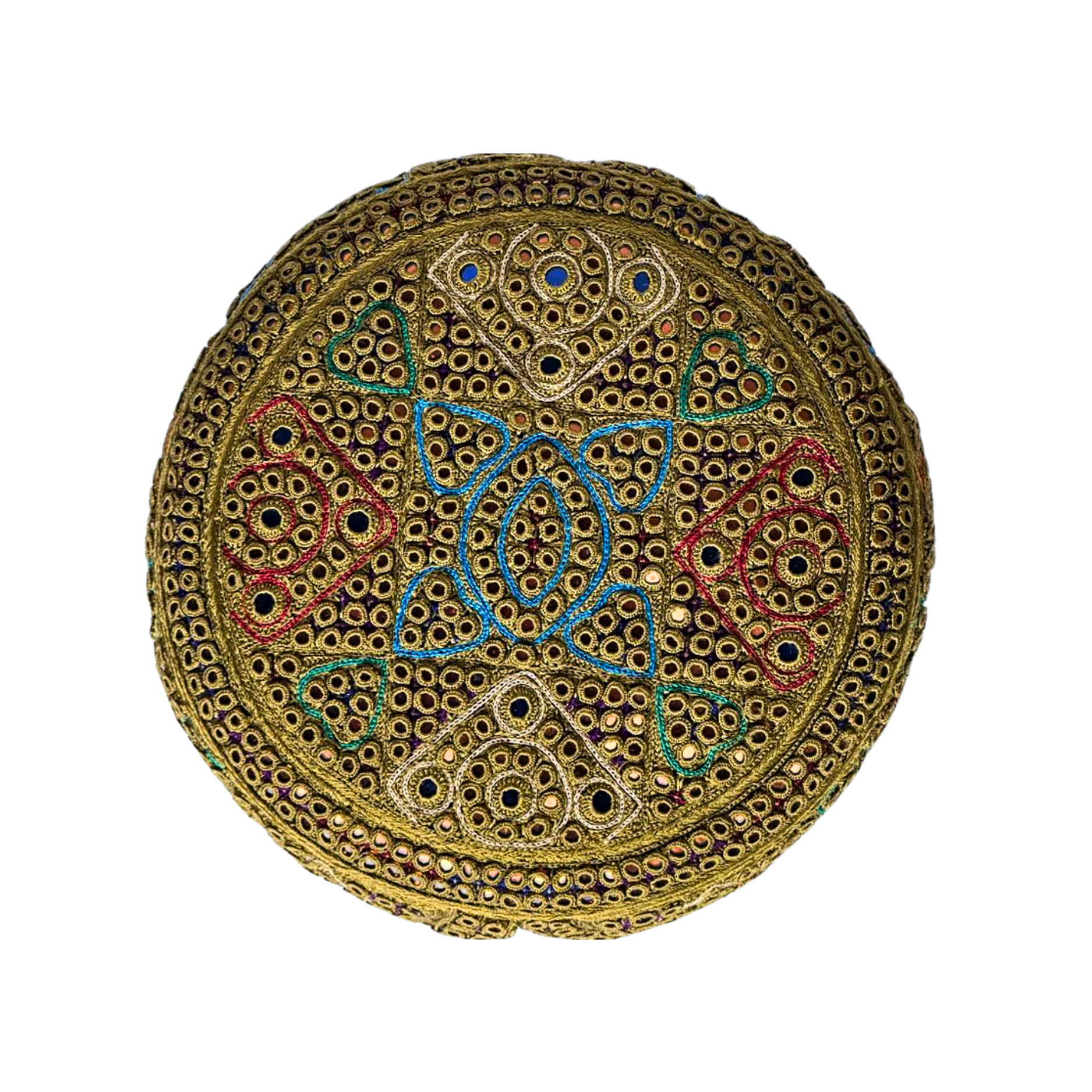 Golden Sindhi Topi - Traditional design - White Shade - Nasir Bhai