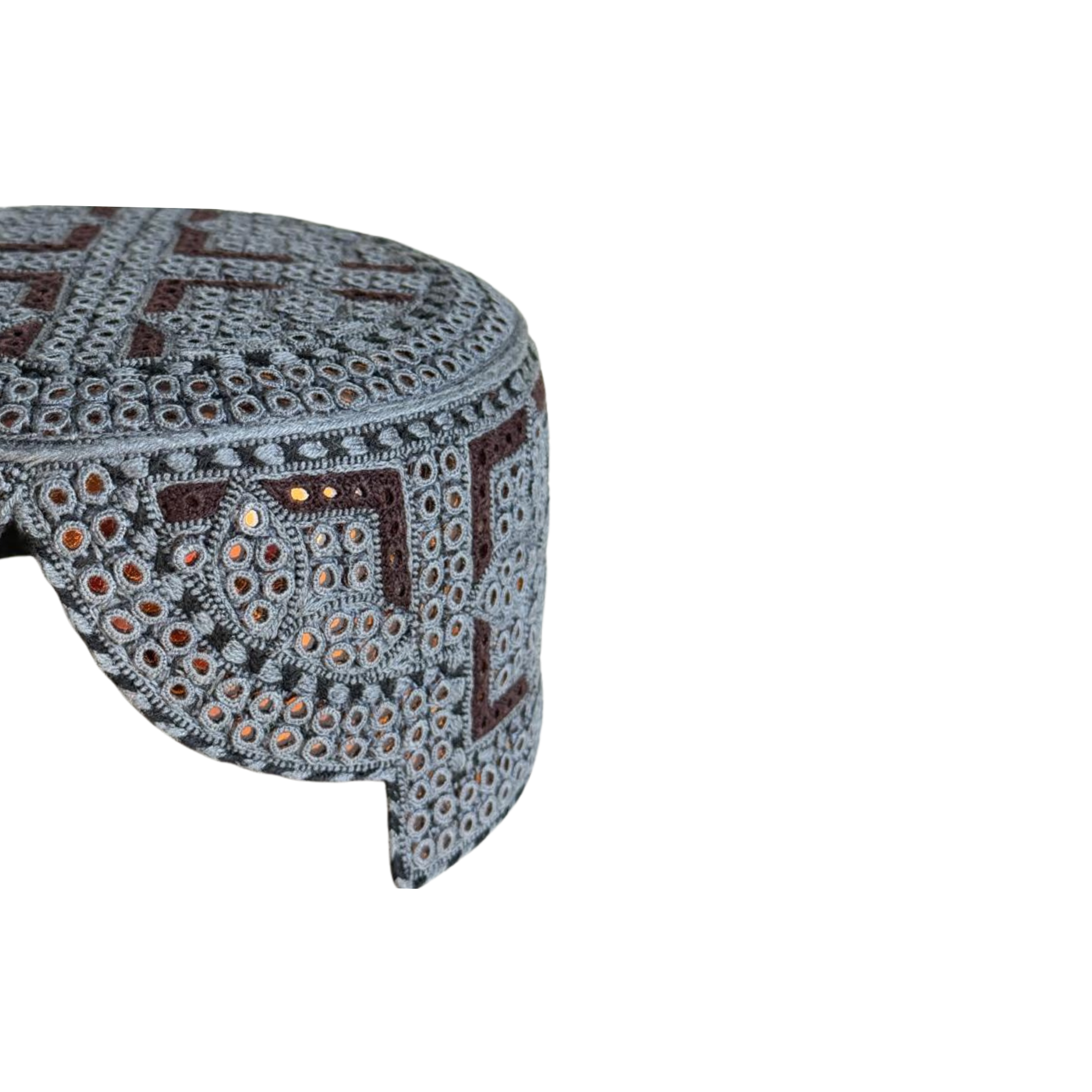 Grey Sindhi Topi - Traditional Design - Golden Shade - Nasir Bhai