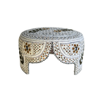 White Sindhi Topi - Flower Design - Blue Shade - Nasir Bhai