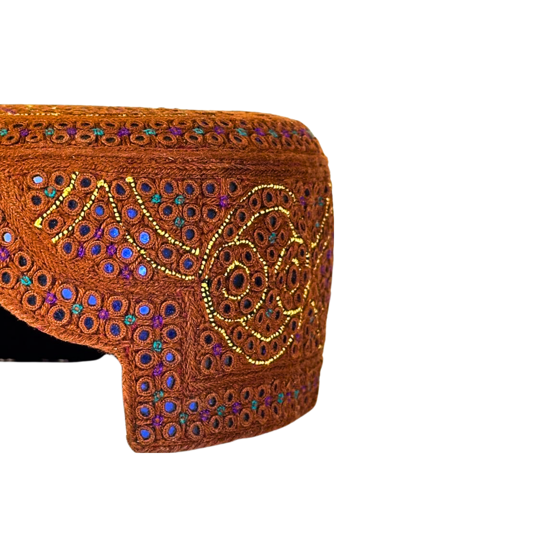 Borwn Sindhi Topi - Traditional design - Blue Shade - Nasir Bhai