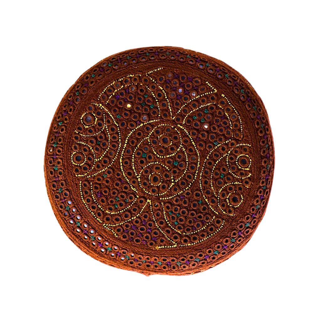 Borwn Sindhi Topi - Traditional design - Blue Shade - Nasir Bhai