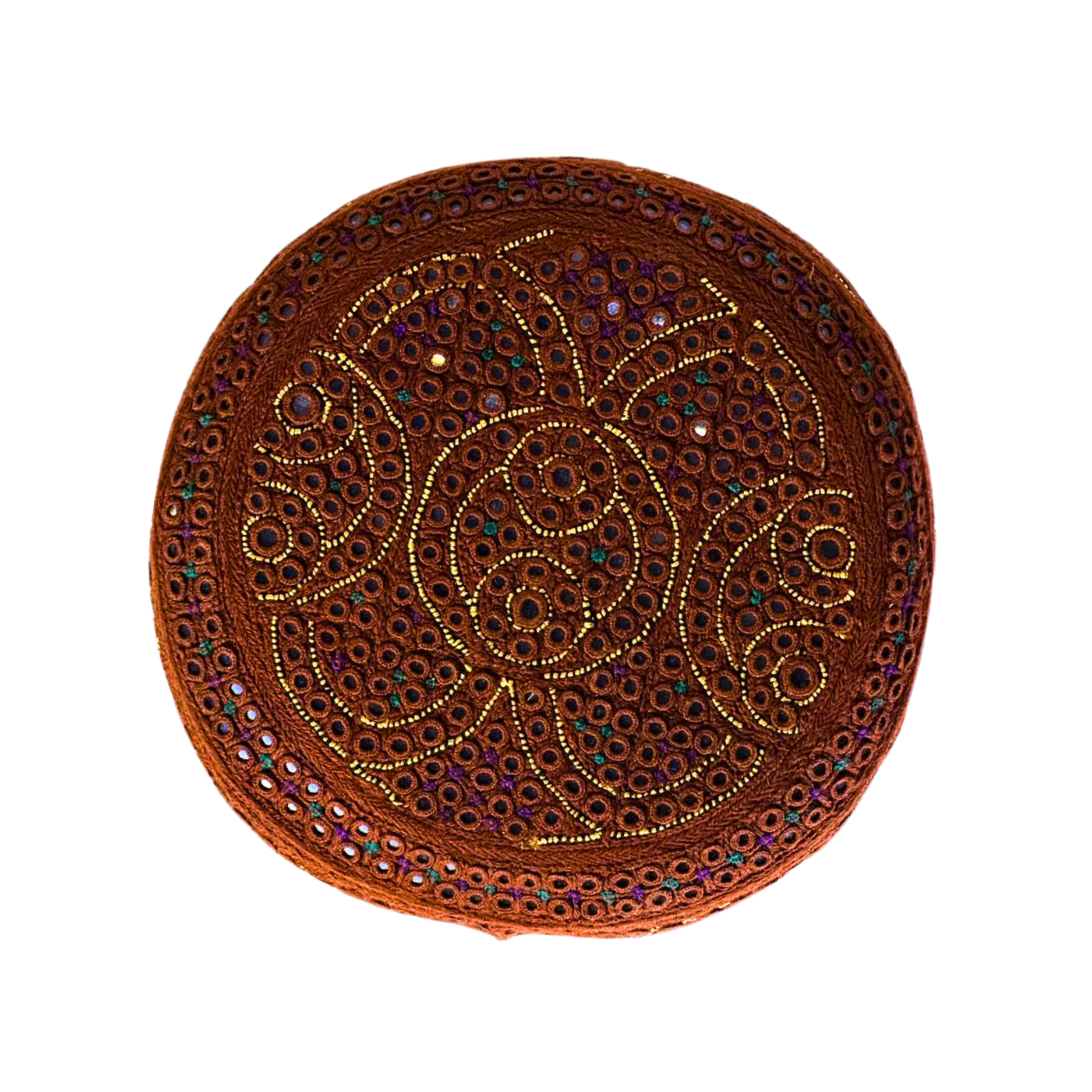 Borwn Sindhi Topi - Traditional design - Blue Shade - Nasir Bhai