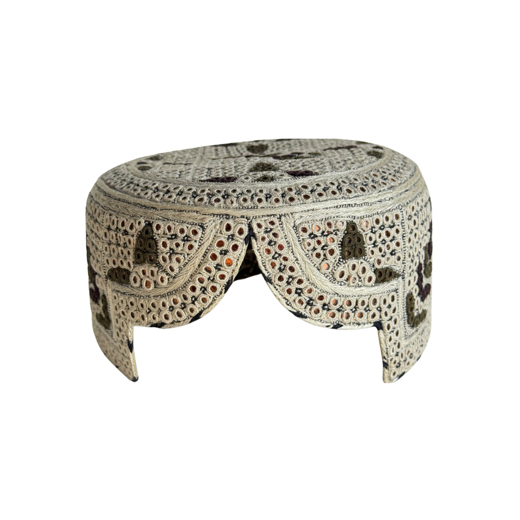 Light Brown Sindhi Topi - Flower Design - Golden Shade - Nasir Bhai