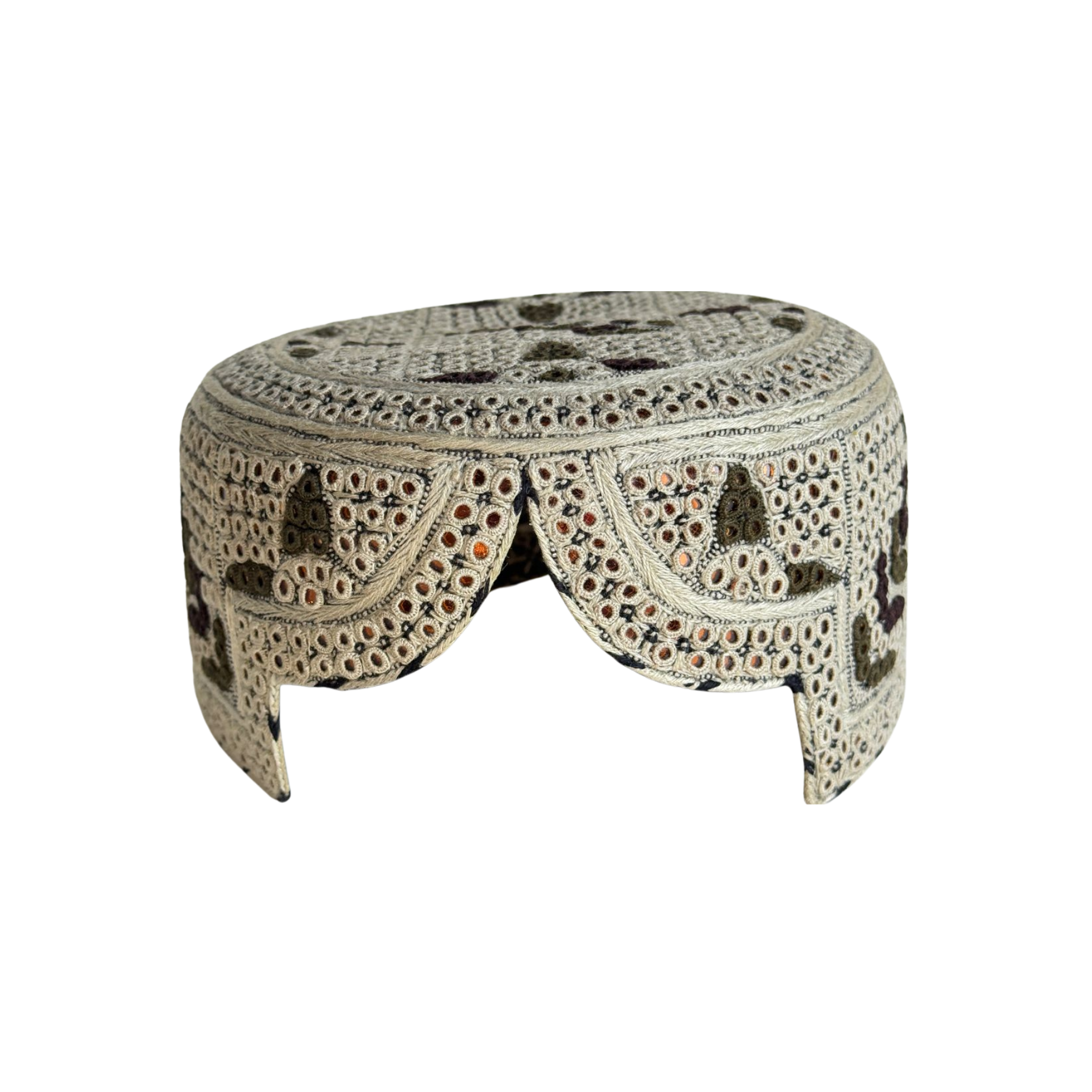 Light Brown Sindhi Topi - Flower Design - Golden Shade - Nasir Bhai