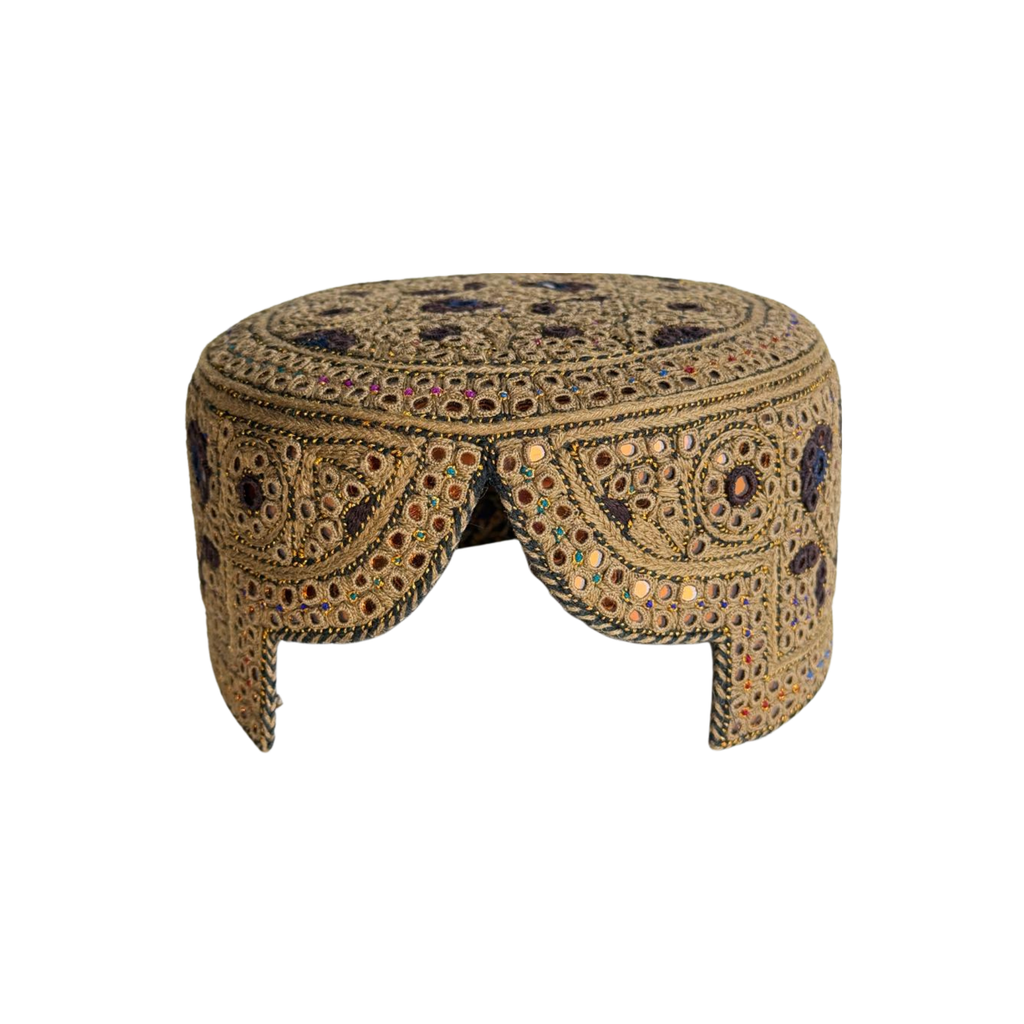 Brown Sindhi Topi - Traditional Design - Golden Shade - Nasir Bhai