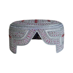 White Sindhi Tipo - Pink Stitching - Brown And Pink  Tikki- Raja Cap