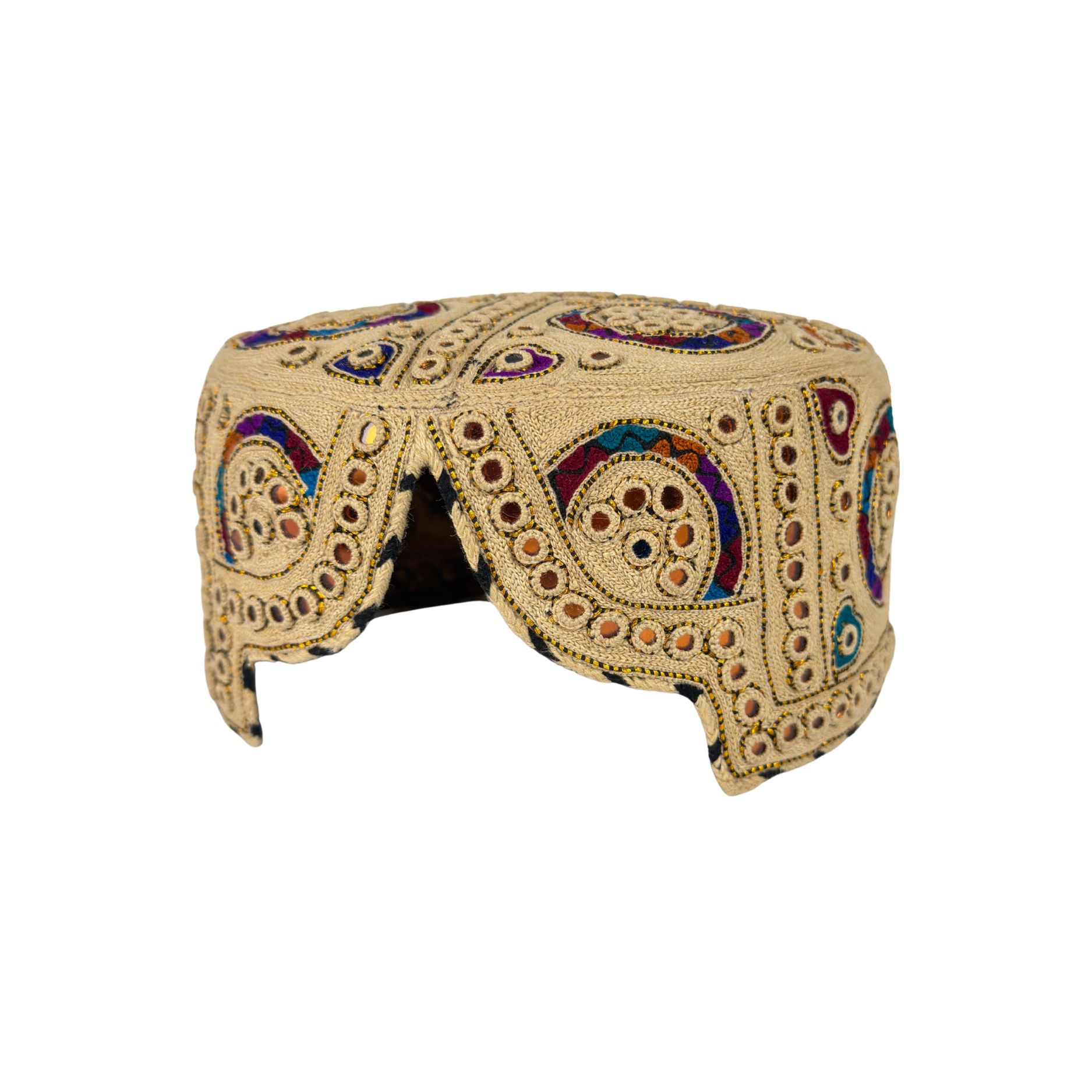 Light Brown Balochi Topi- Traditional Design - Golden Shade - Nasir Bhai