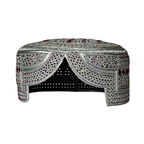 White Sindhi Topi - Maroon Stitching - Maroon And Red Tikki - Raja Cap