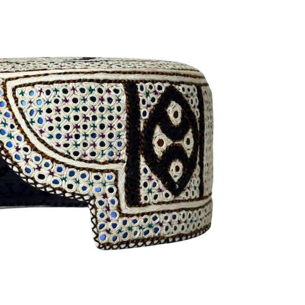 White Sindhi Topi - Traditional design - Blue Shade - Nasir Bhai