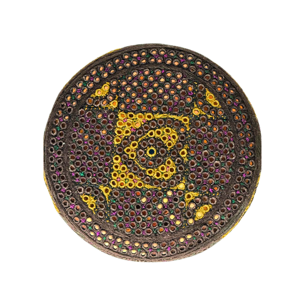 Maroon Sindhi Topi - Heart Design - White Shade - Nasir Bhai