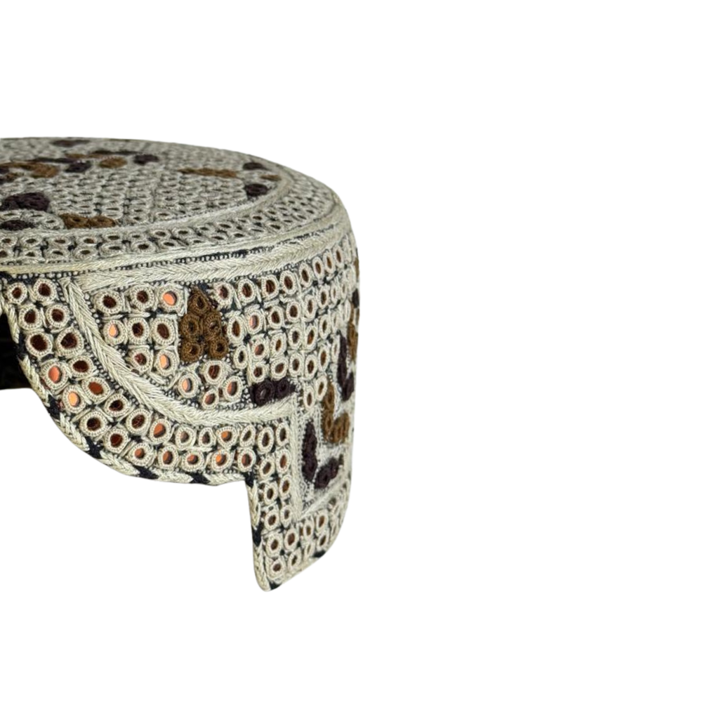 Light Brown Sindhi Topi - Flower Design - Golden Shade - Nasir Bhai